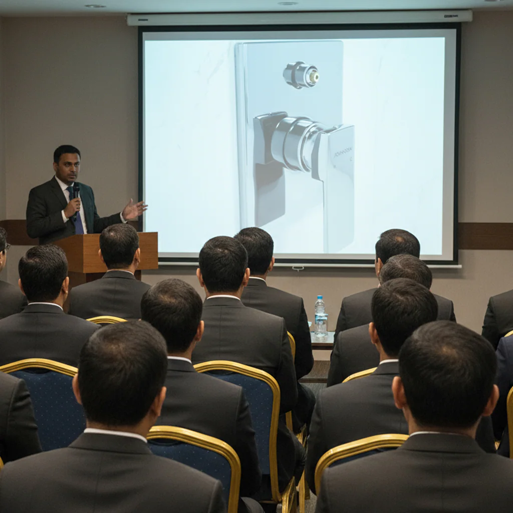 Corporate presentation showcasing Johnson diverter product to professional audience by Spark VFX Studios