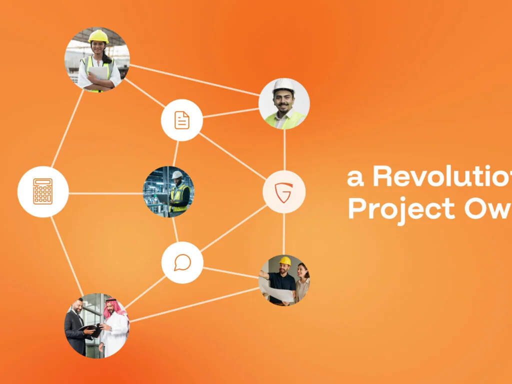 Orange motion graphic showing connected Gulf-O-Flex Assist users, calculator, chat, document, and brand icons