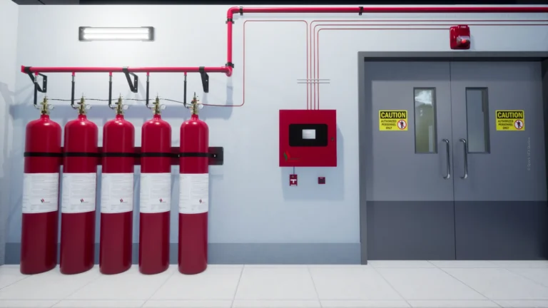 Swastik Synergy Clean Agent Fire Suppression System 3D Render for Automatic Fire Suppression System 3D Explainer by Spark VFX Studios